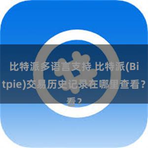 比特派多语言支持 比特派(Bitpie)交易历史记录在哪里查看？